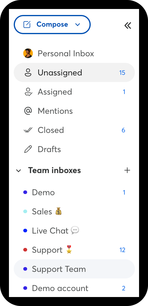 Multiple inboxes for support team