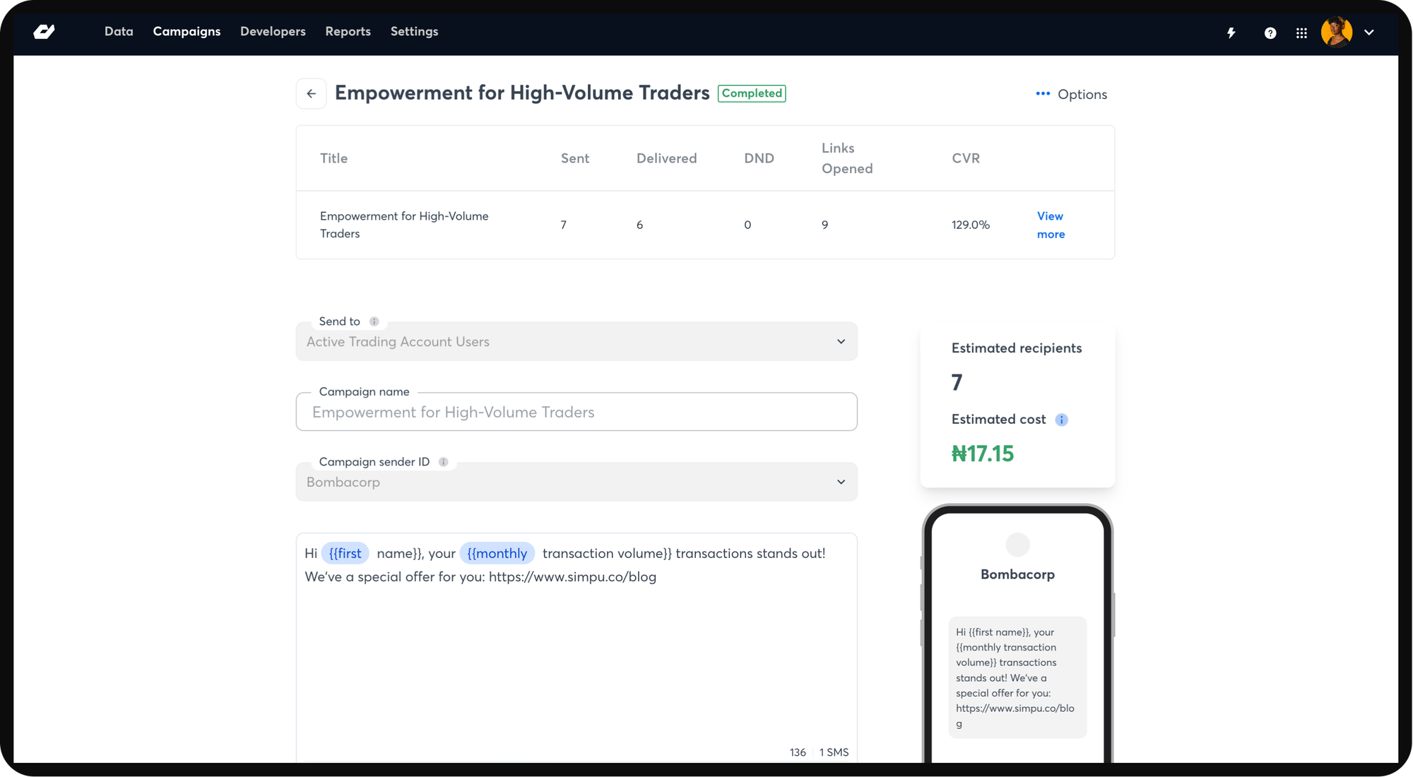 Analytics for SMS campaigns